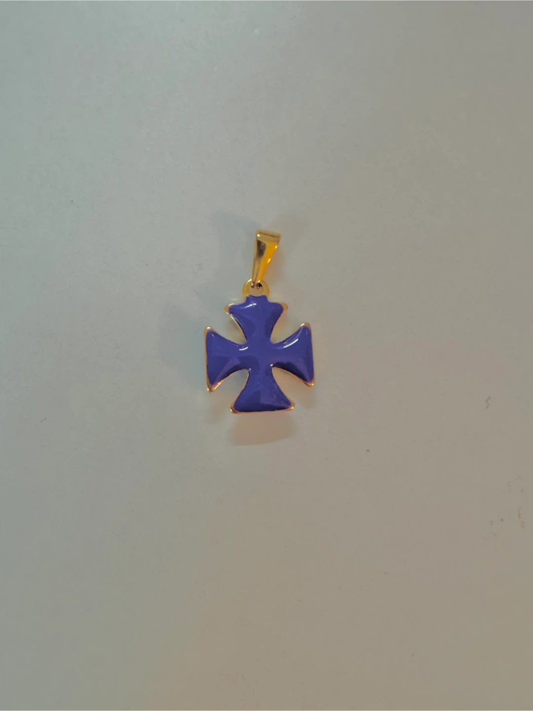 Cobalt Blue & Purple Enamel Cross 2 sided Pendant with Topaz CZ - photo 3