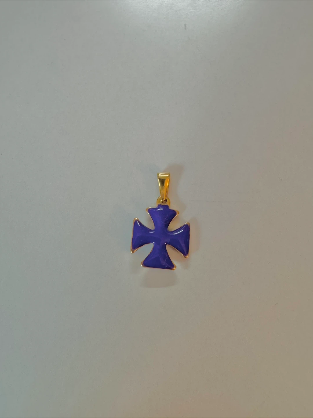 Cobalt Blue & Purple Enamel Cross 2 sided Pendant with Topaz CZ - photo 4