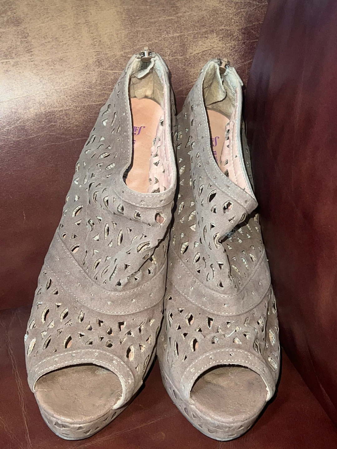 JustFab Perforated Peep-Toe Heels
