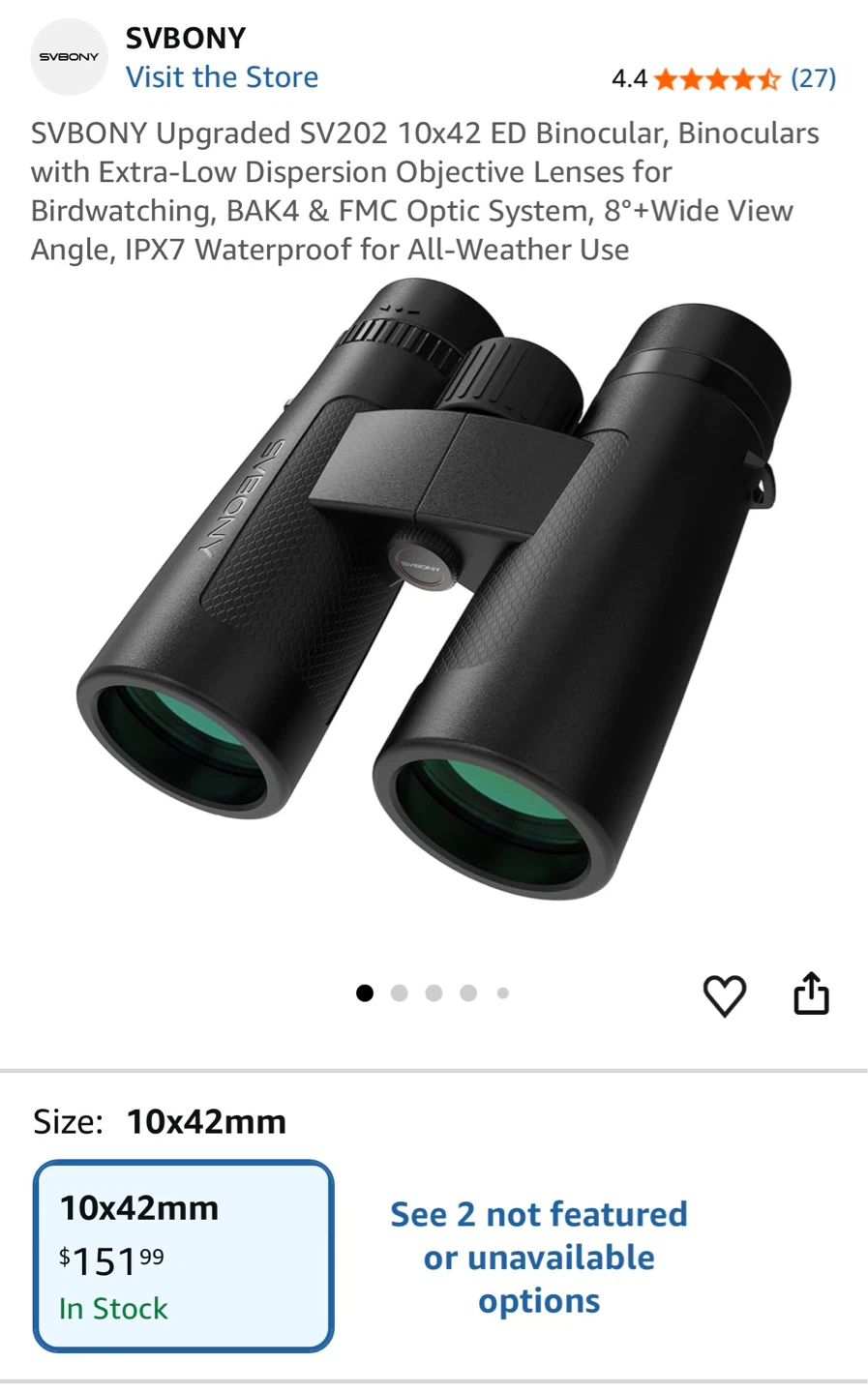 SVBONY Upgraded SV202 10x42 ED Binoculars - photo 5