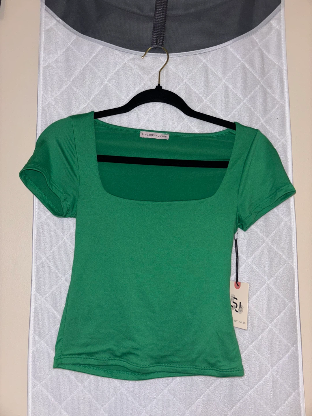 Sincerely Jules Green Square Neck Top