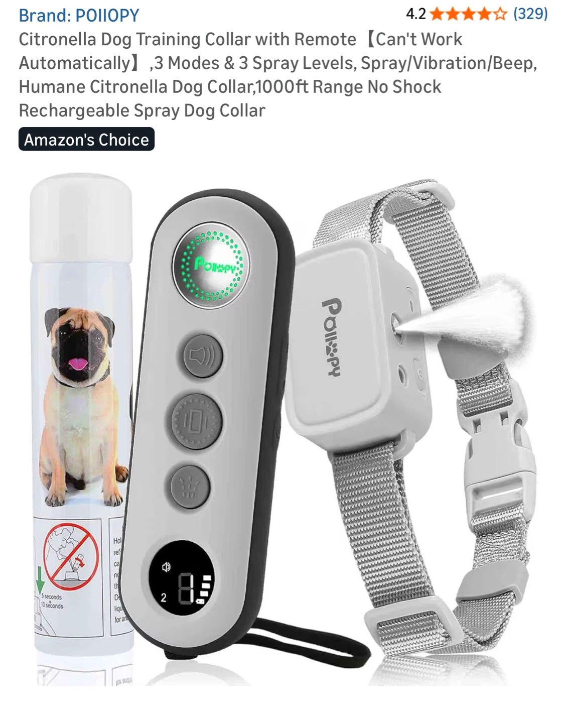 POIIOPY Citronella Dog Training Collar with Remote
