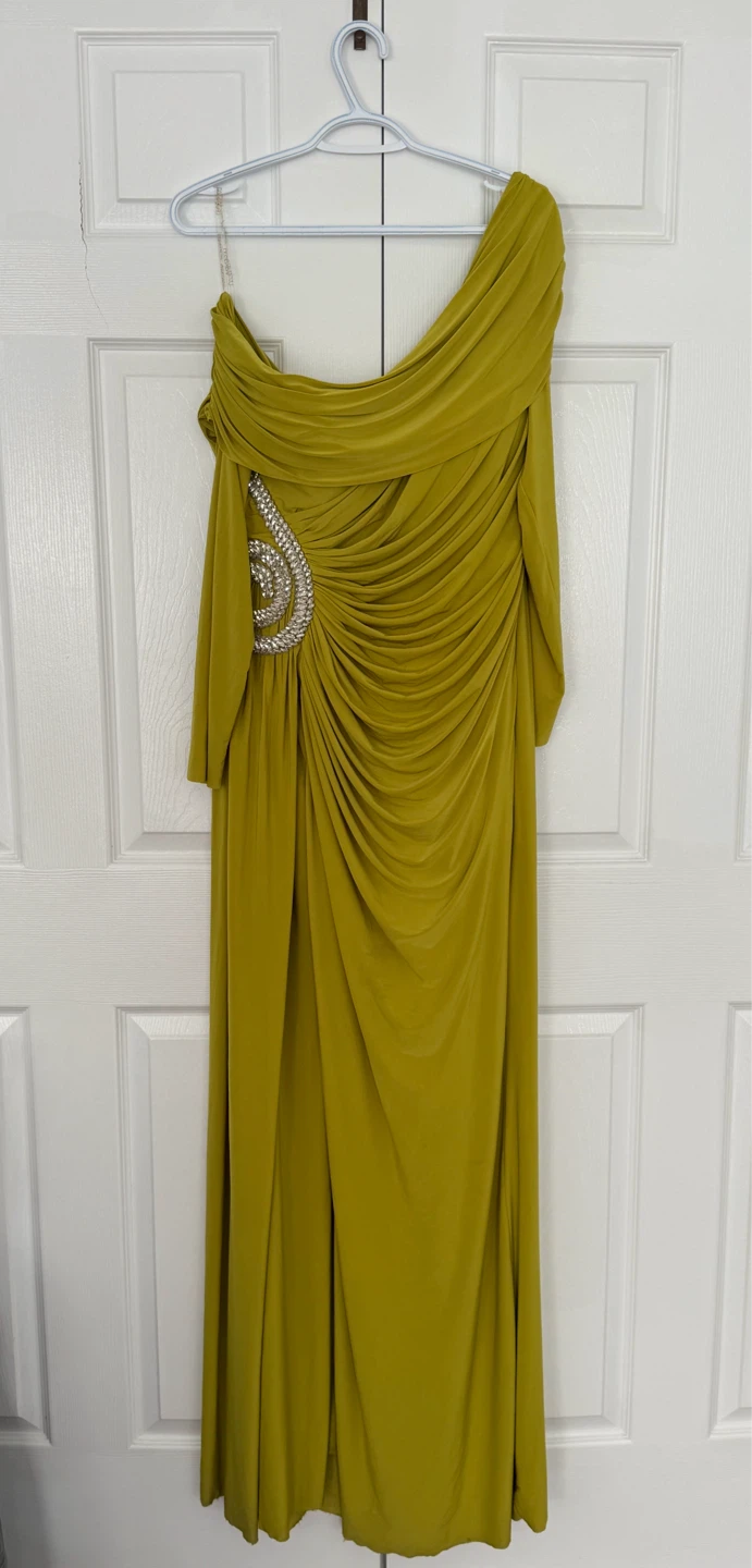 Women's One-Shoulder Ruched Embellished Maxi Dress