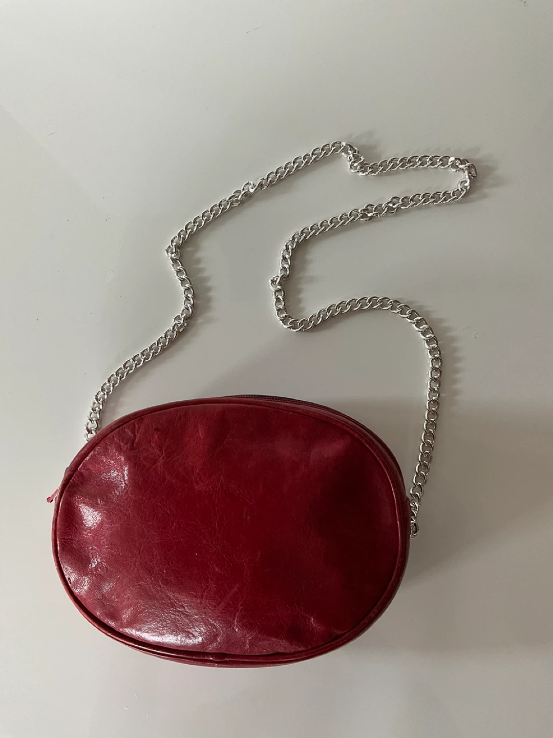 Vintage The Bay Red Leather Oval Crossbody Bag 1970’s