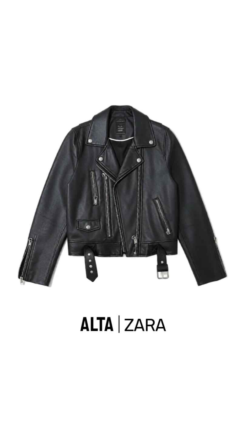 ZARA TRF Outer Wear Black Faux Leather Moto Jacket