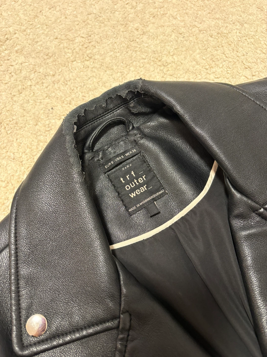 ZARA TRF Outer Wear Black Faux Leather Moto Jacket - photo 5