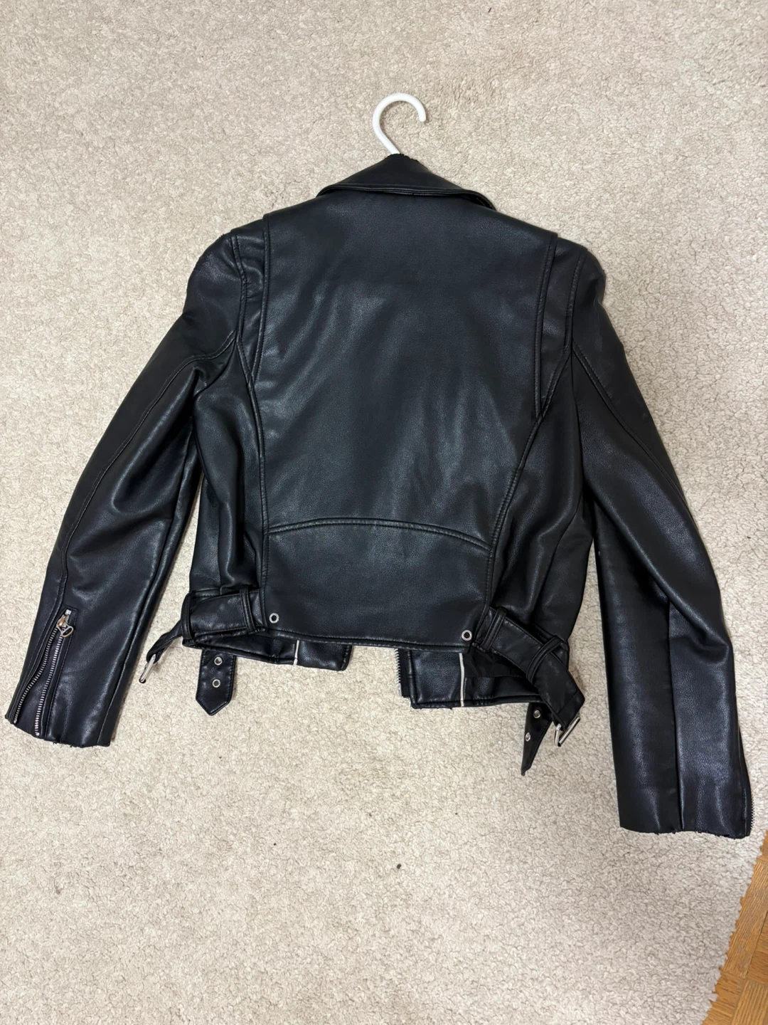 ZARA TRF Outer Wear Black Faux Leather Moto Jacket - photo 4