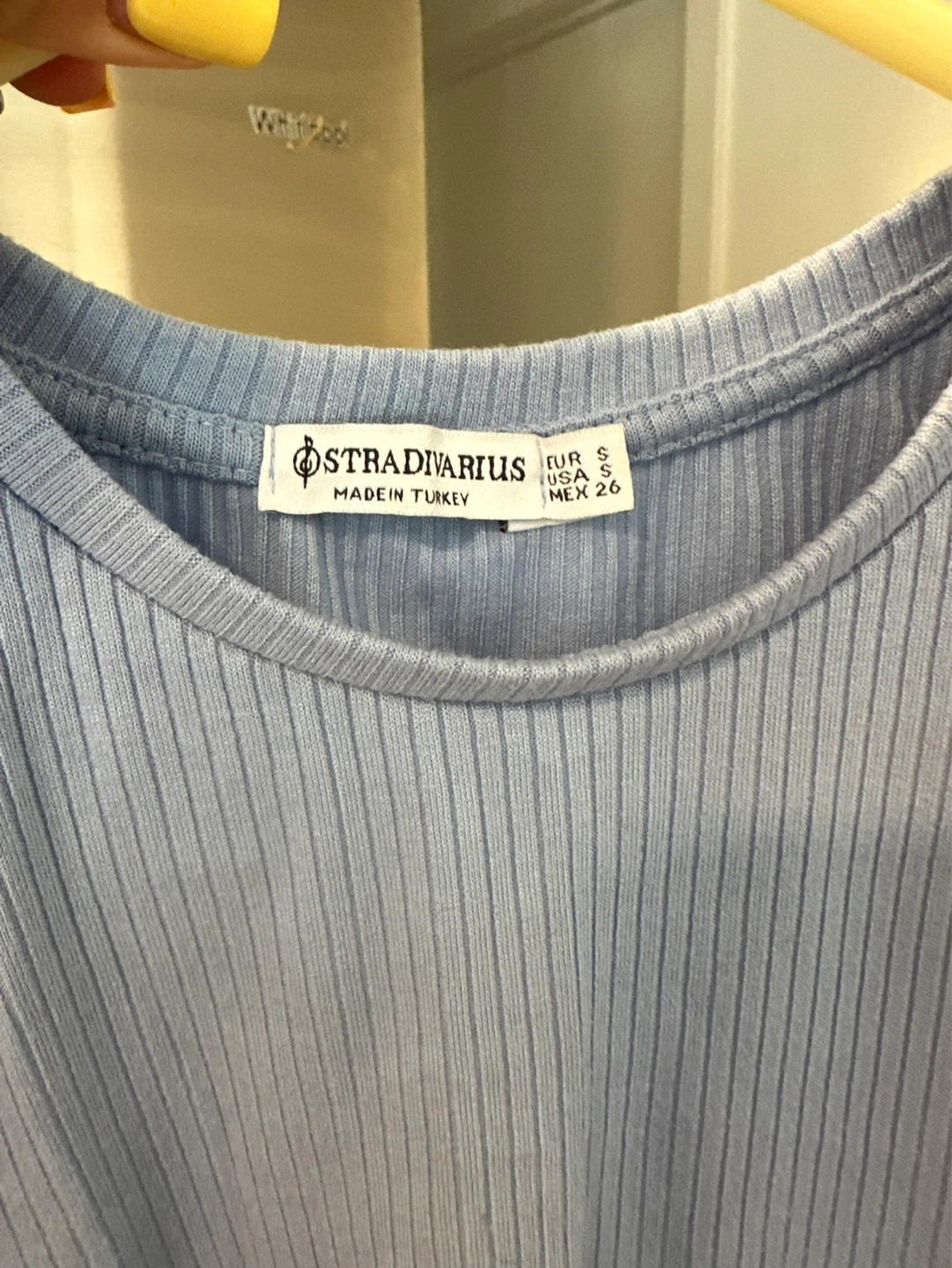 Stradivarius Baby Blue Ribbed Ruffle Sleeve Top - Size S - photo 2