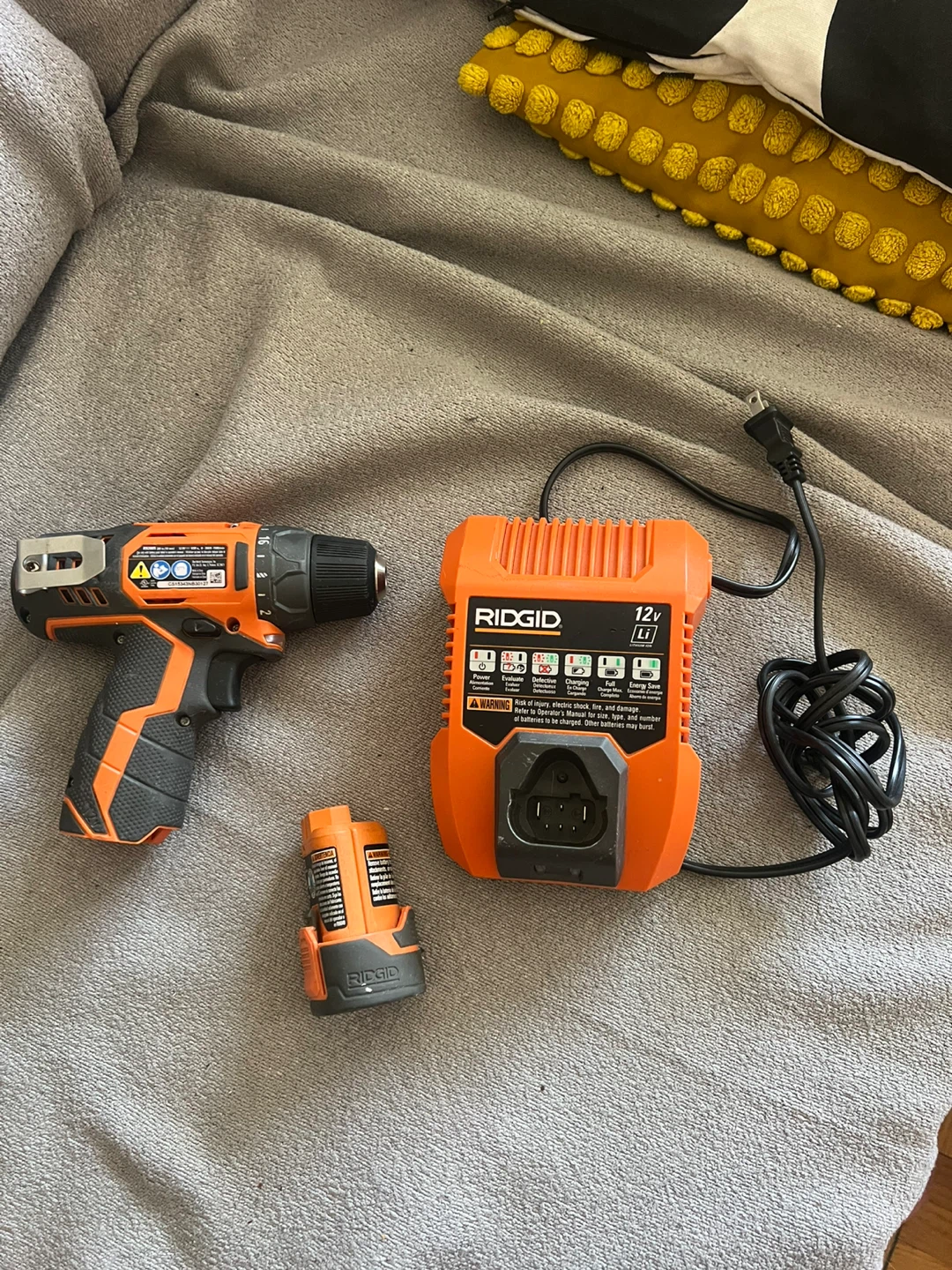 RIDGID 12V Cordless Drill,Battery and Charger