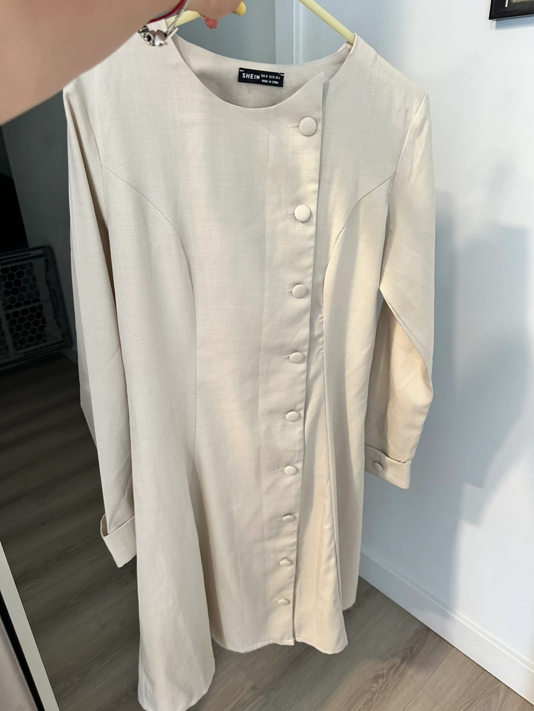 SHEIN Beige Button Detail Dress - Size M