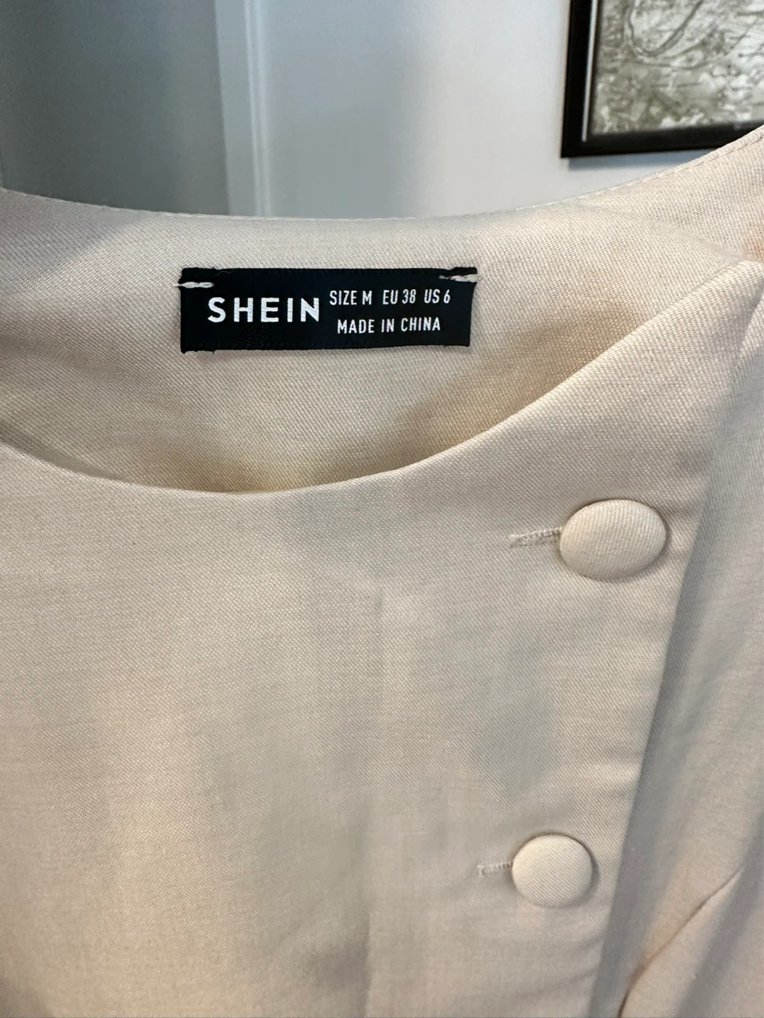 SHEIN Beige Button Detail Dress - Size M - photo 2
