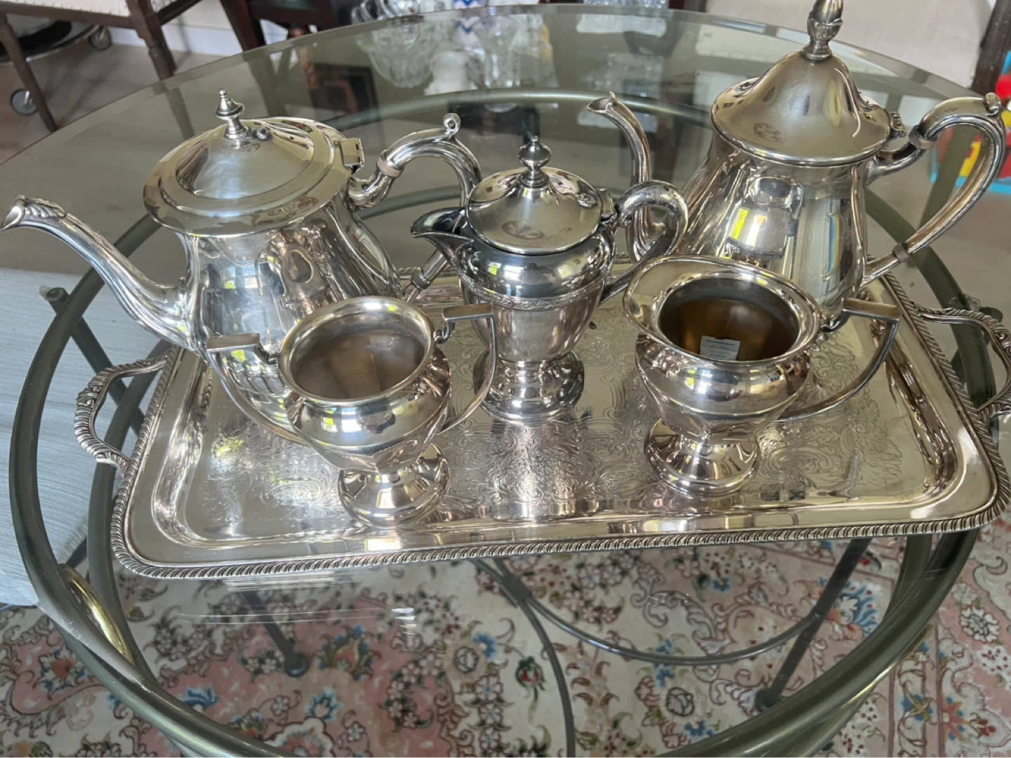 Silver Plated Tea Set with Tray