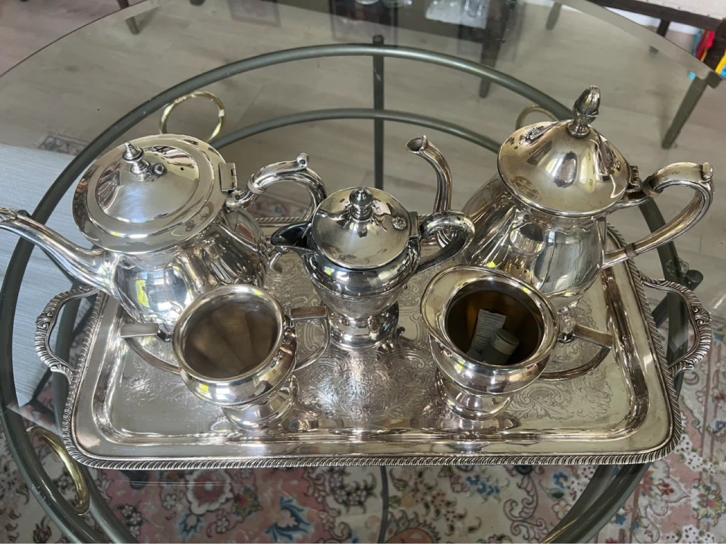 Silver Plated Tea Set with Tray - photo 3