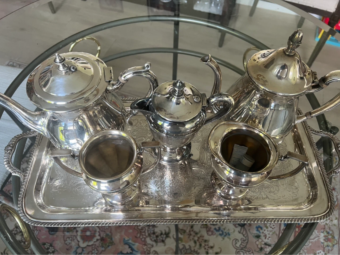 Silver Plated Tea Set with Tray - photo 2
