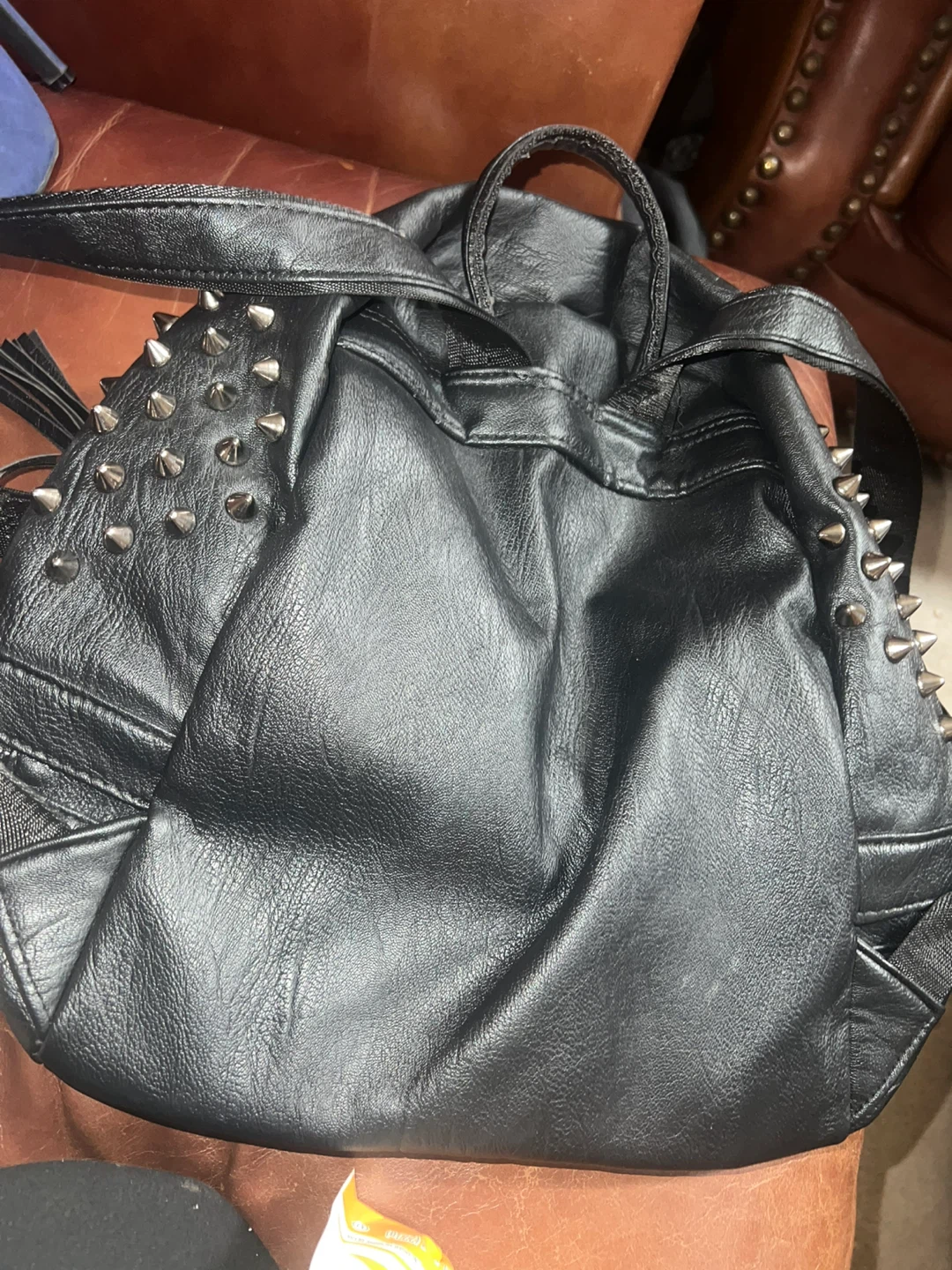Black Studded Skull Tassel Backpack - photo 2