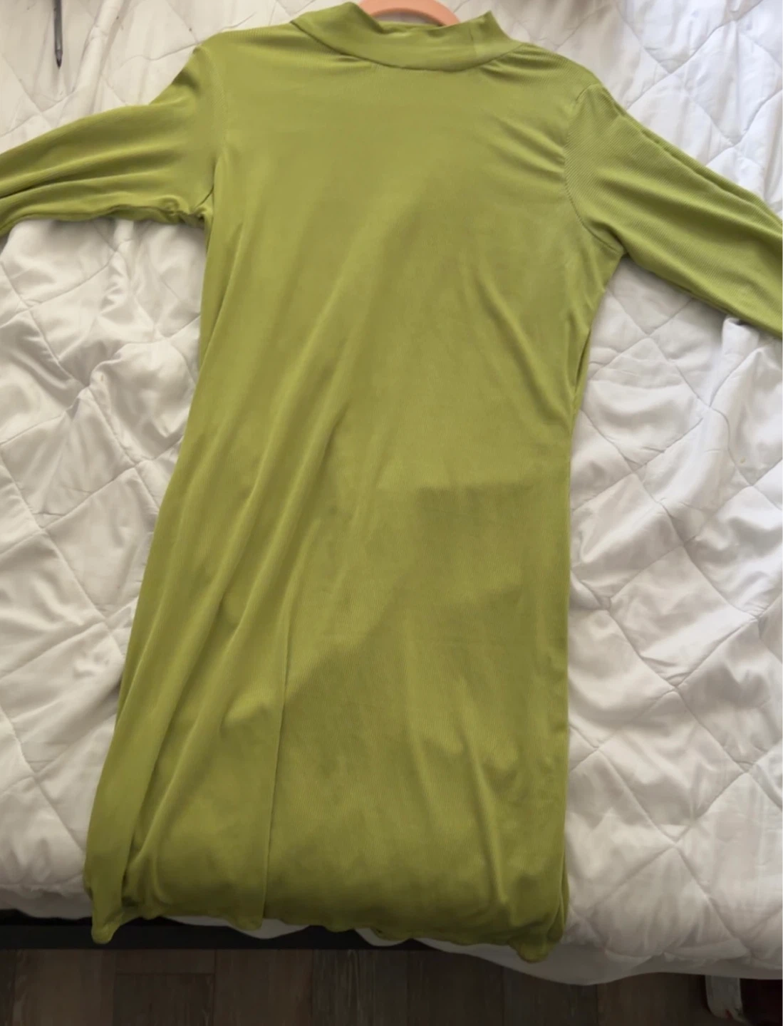 Lime Green Mock Neck Long Sleeve Dress
