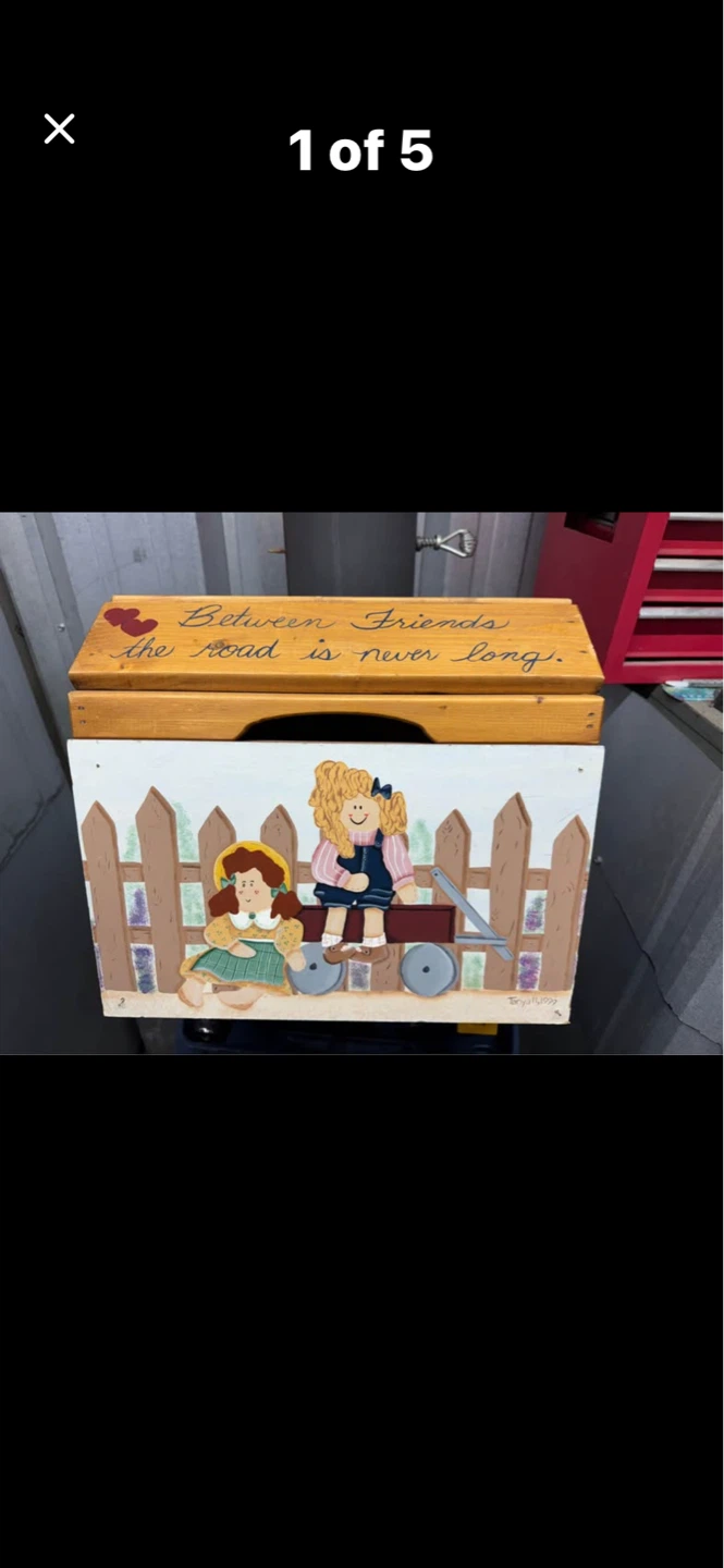 Wooden Trinket Box with Painted Design
