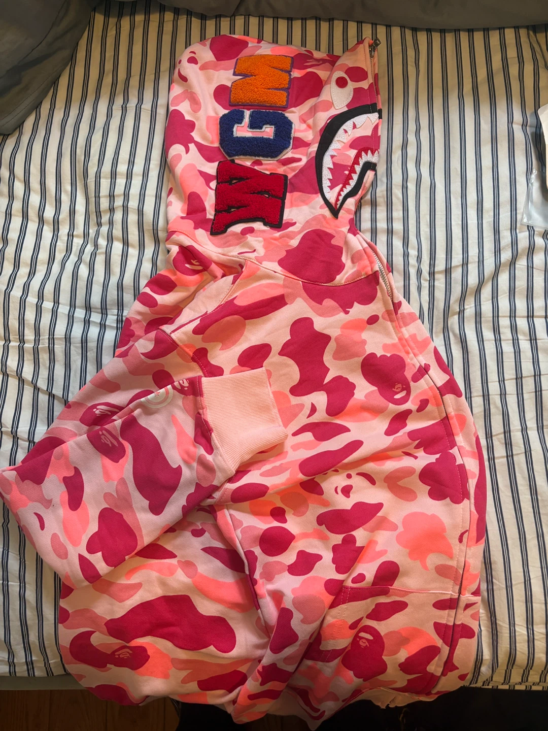 A Bathing Ape Pink Camo Shark Full Zip Hoodie