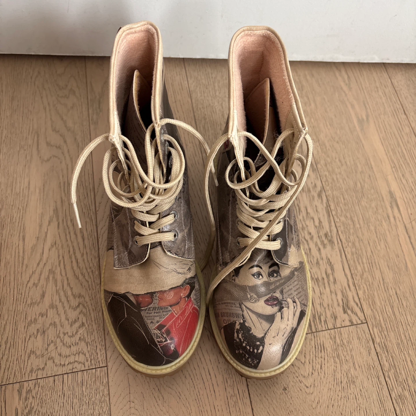 Women's Fashion Boots with Vintage Art Print - photo 4