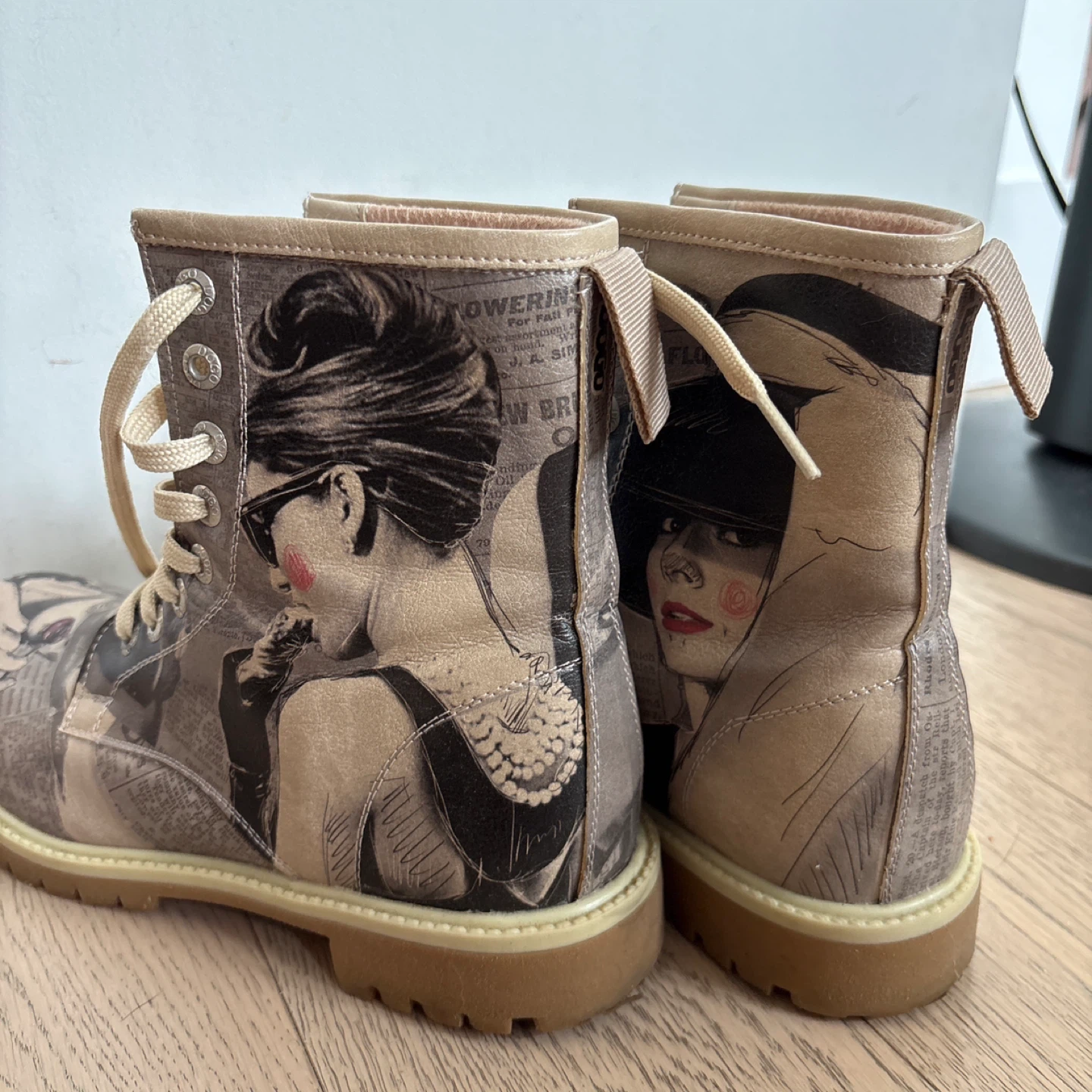 Women's Fashion Boots with Vintage Art Print - photo 2