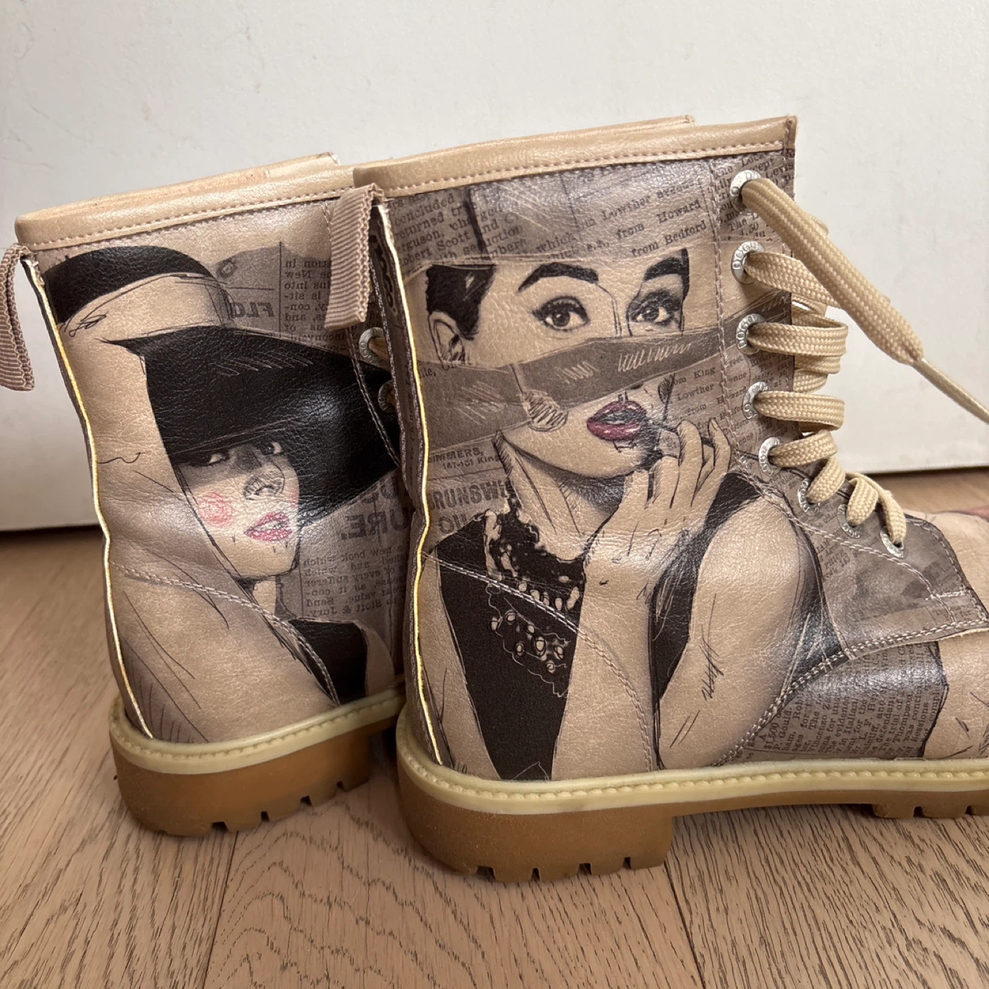 Women's Fashion Boots with Vintage Art Print - photo 3