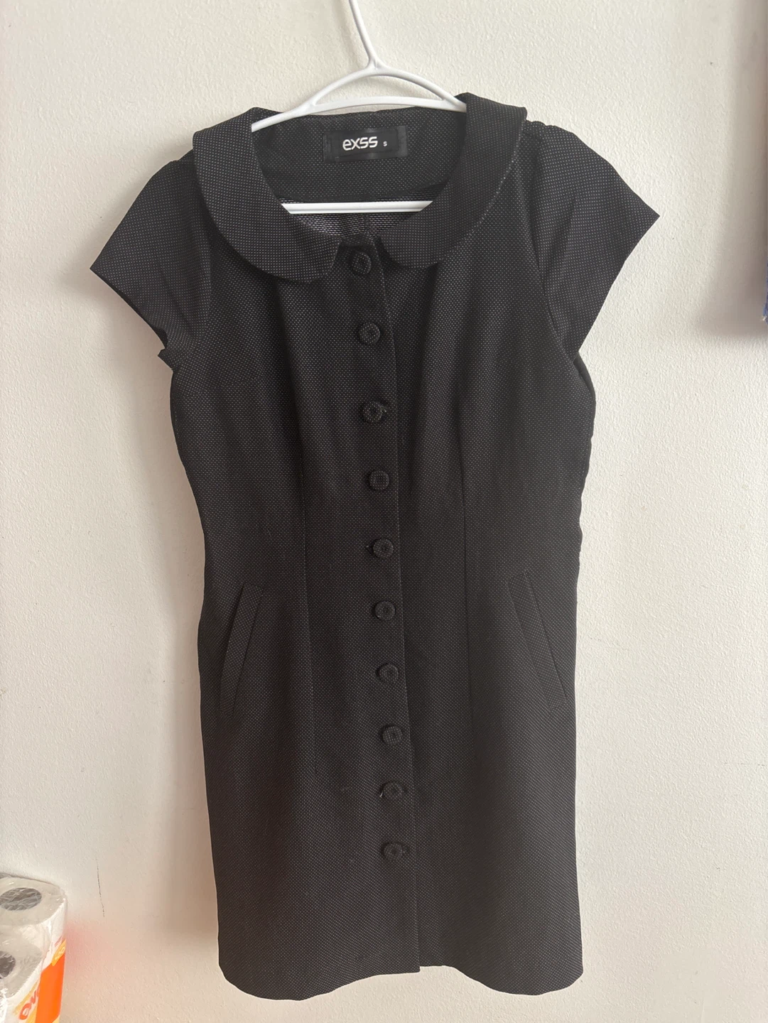 Exss Black Japanese Polka Dot Dress - Size S