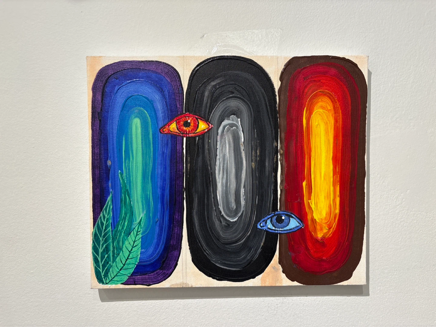 Abstract Canvas Painting with Eyes