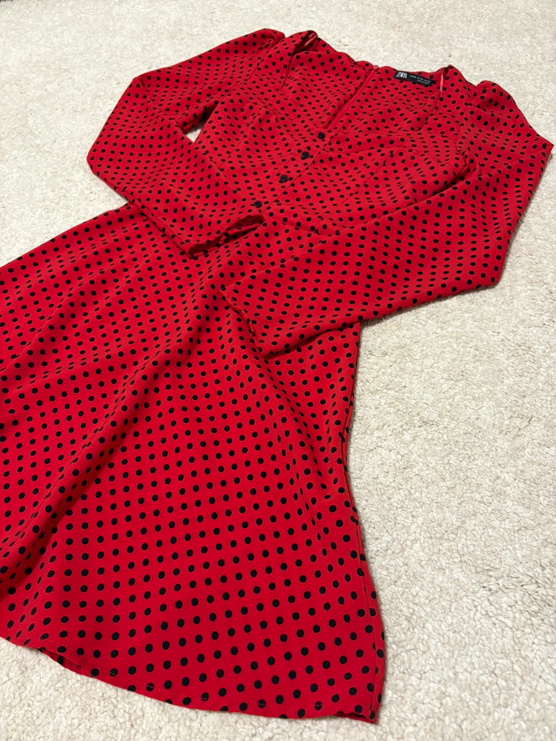 ZARA Red Polka Dot Mini Dress - photo 2