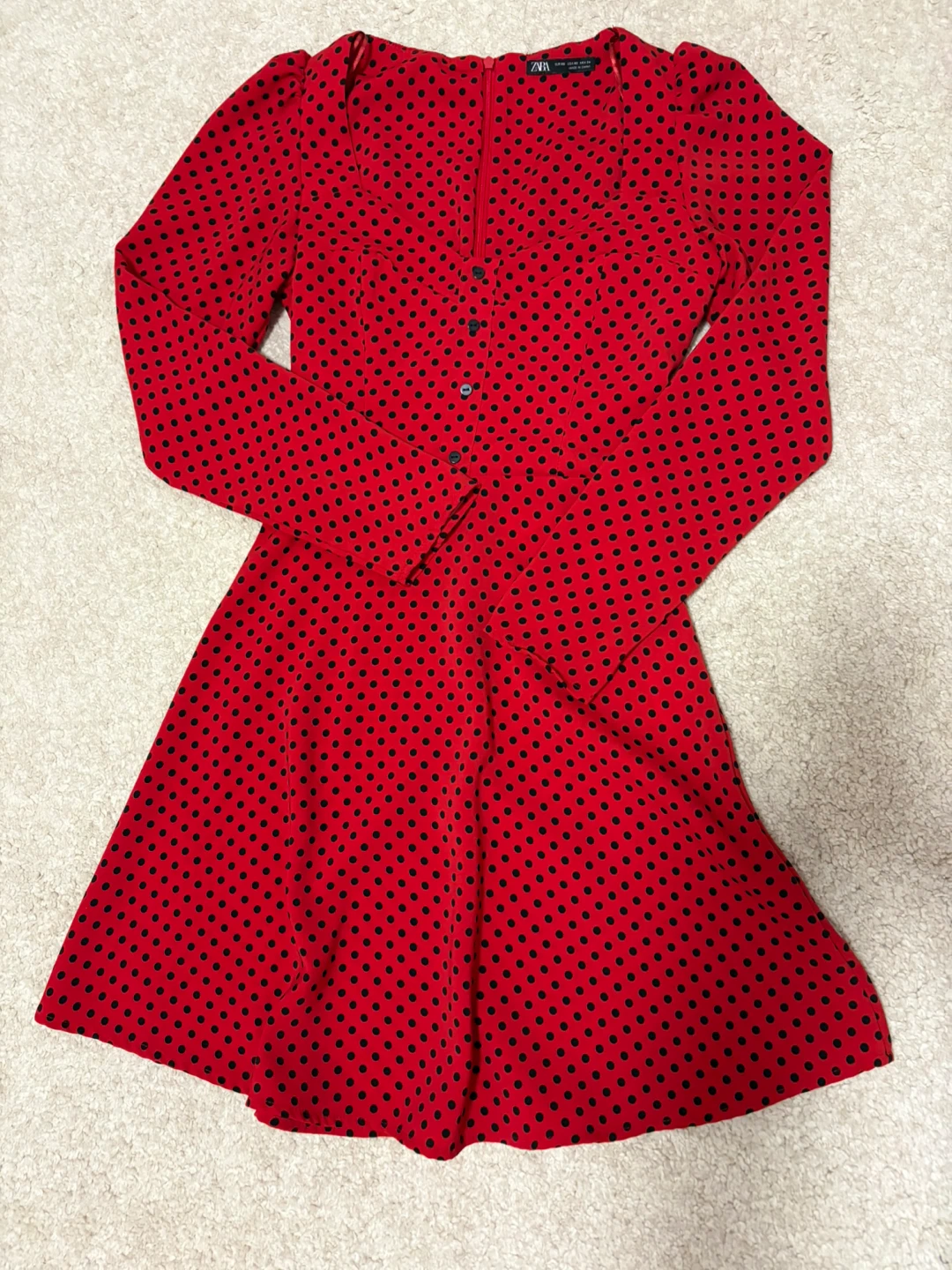 ZARA Red Polka Dot Mini Dress - photo 3