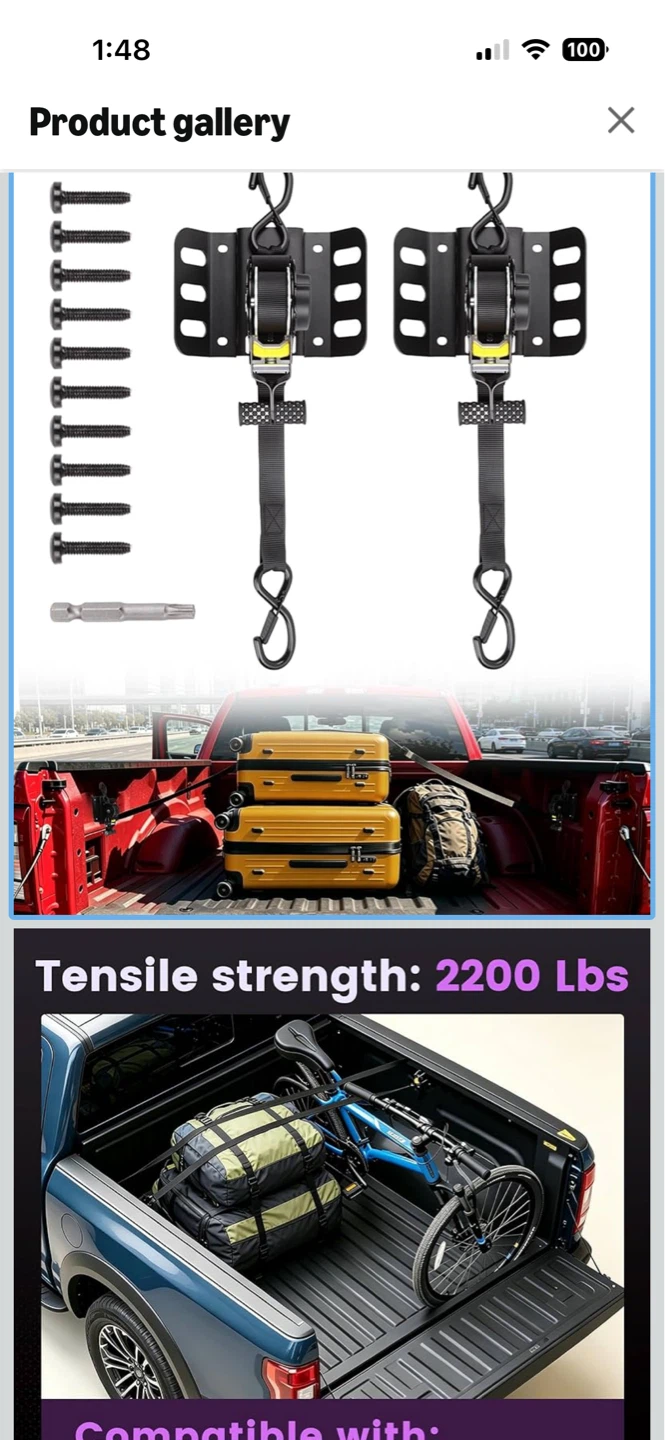 Retractable Ratchet Tie Down Straps for Trucks (2 Pack)
