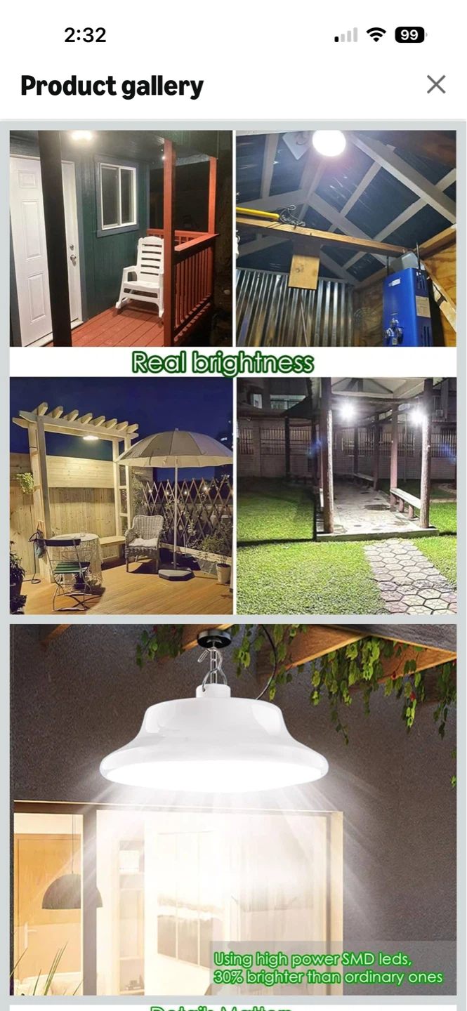 Solar Powered Pendant Light with 2 Remotes - photo 2