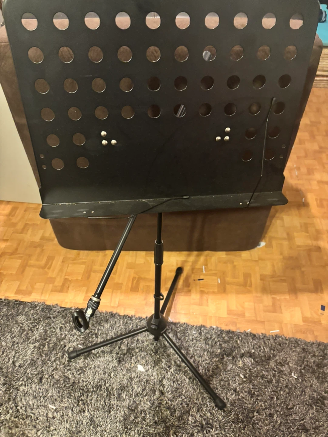 Black Metal Sheet Music Stand w/mic boom.