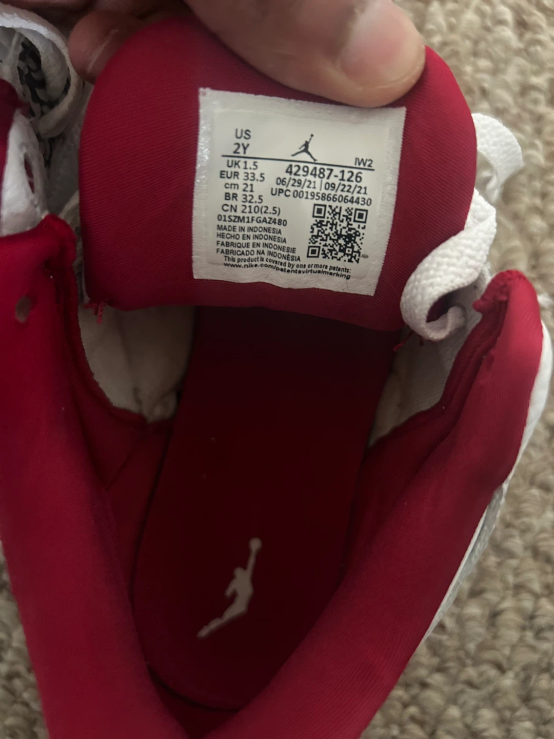 Jordan 3 Retro White Red Kids 2Y PS - photo 4