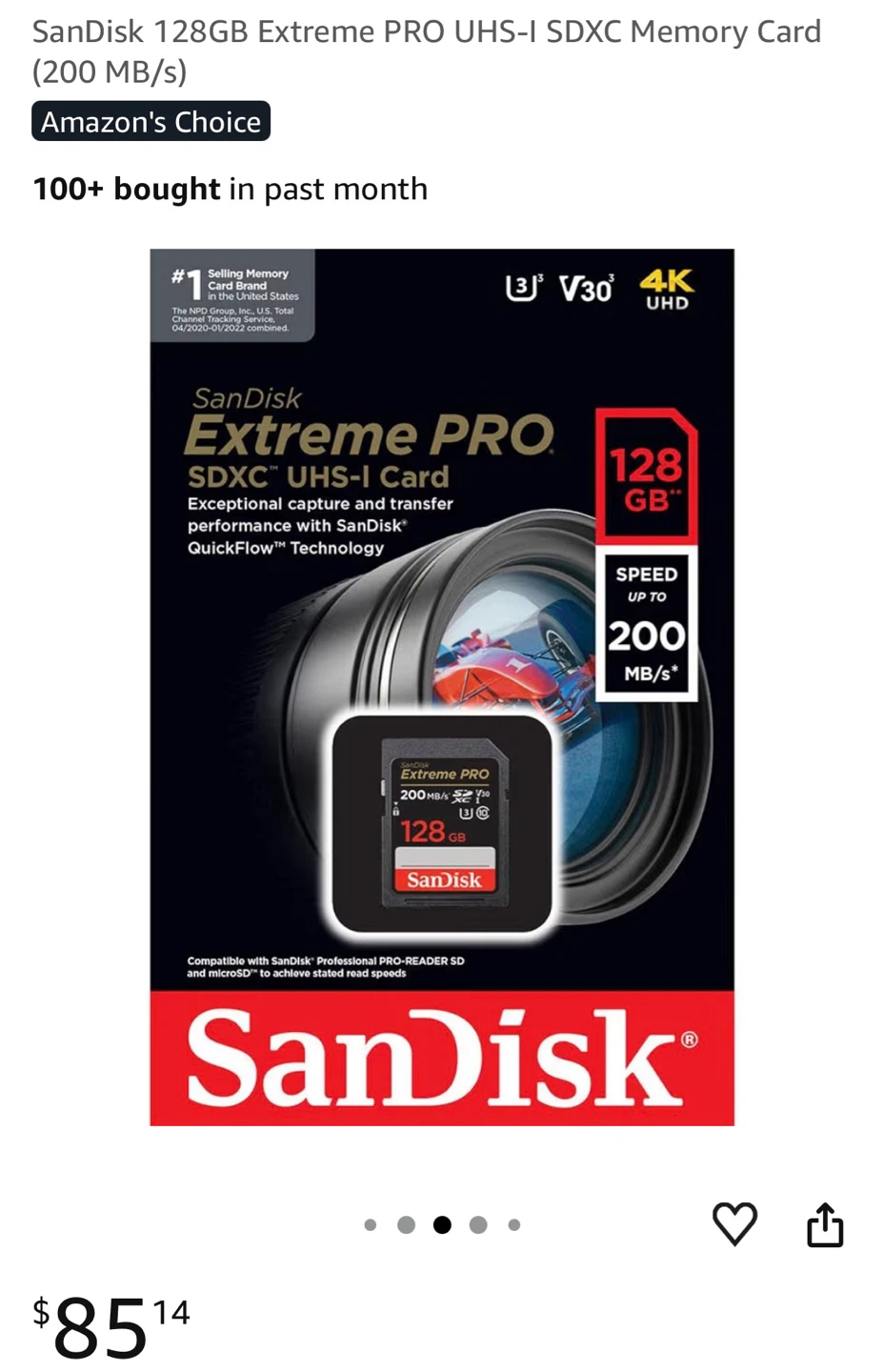 SanDisk 128GB Extreme PRO UHS-I SDXC Memory Card - photo 3