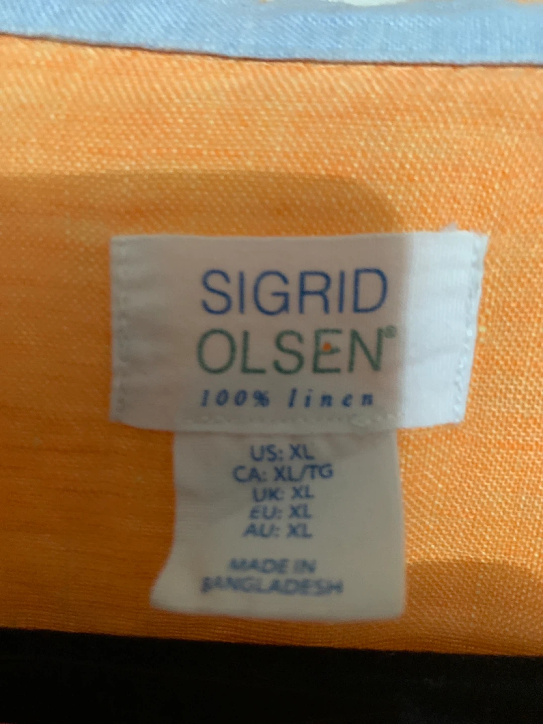 Sigrid Olsen Orange 100% Linen Button-Up Shirt - Size XL - photo 3