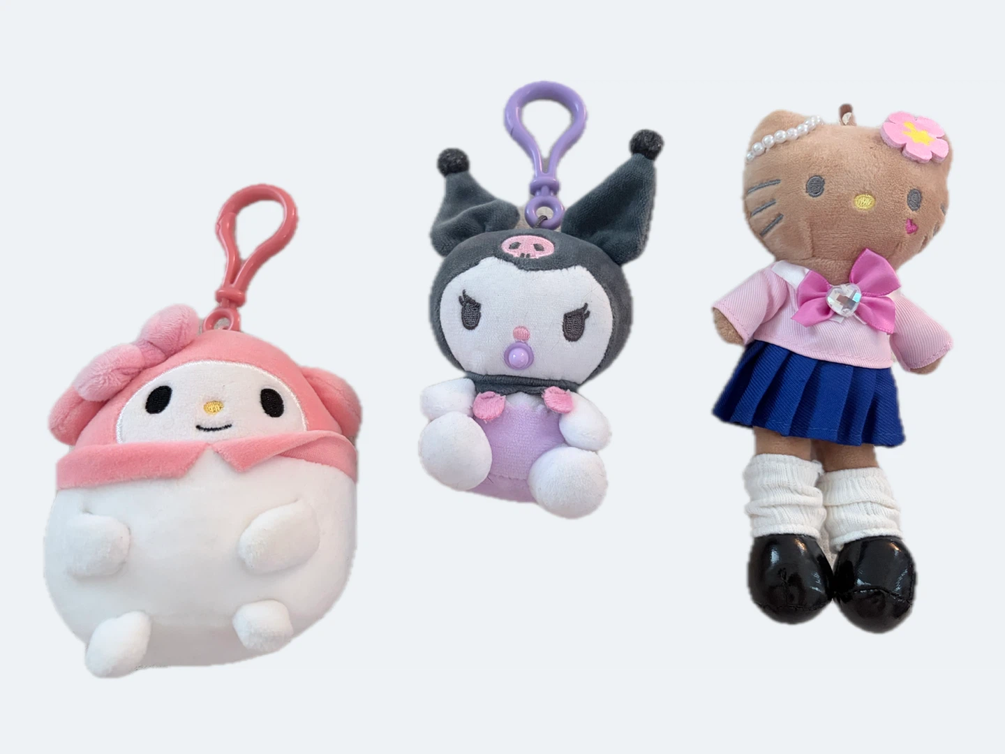 Sanrio Plush Charms Lot - My Melody, Kuromi, Hello Kitty