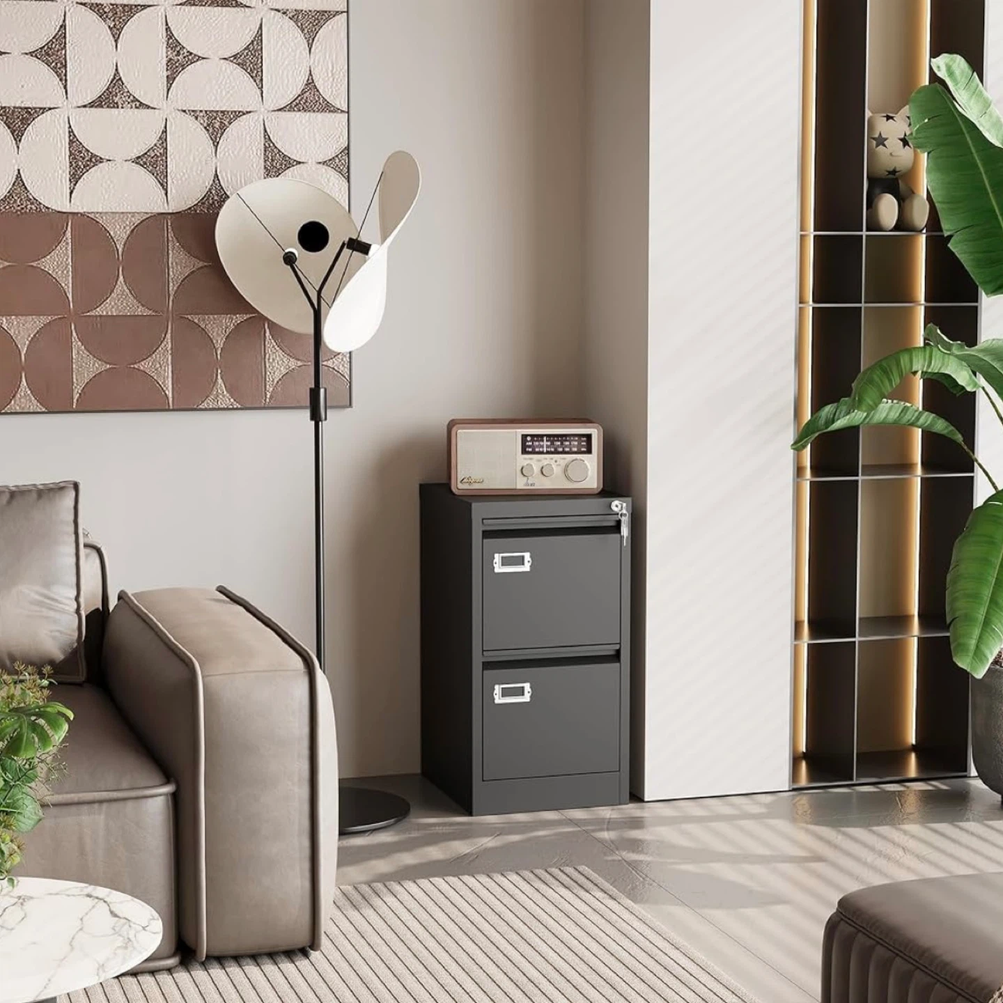 New Dark Gray Metal Filing Cabinet 2 Drawers w/ Lock & Keys - photo 3