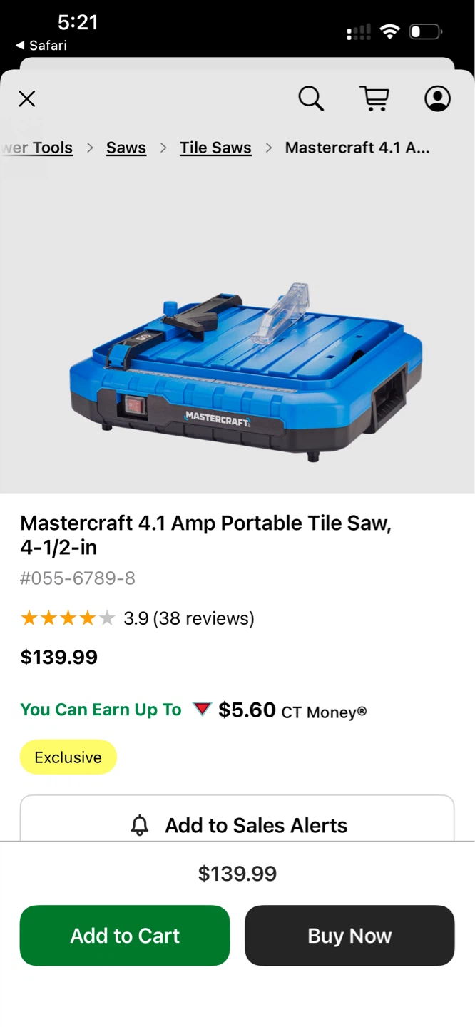Mastercraft Wet Tile Saw 4 1/2" - photo 2