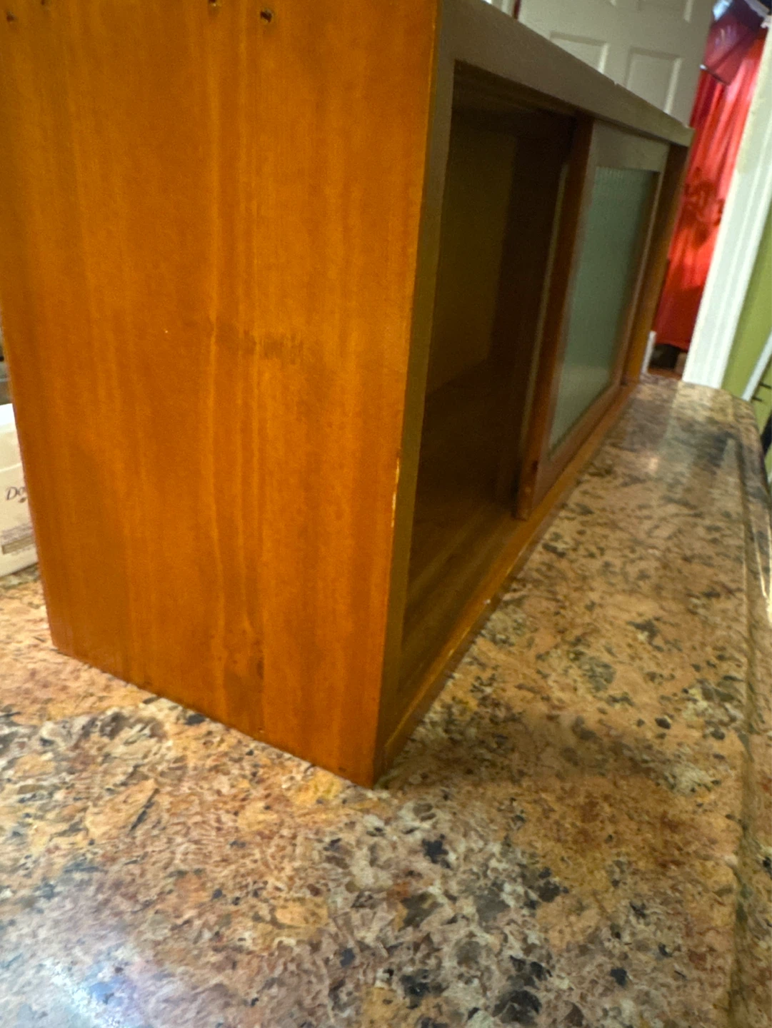 Sliding Glass Door Mahogany Wood Display Shelf - photo 3
