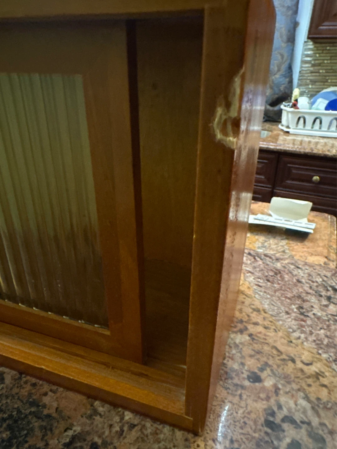 Sliding Glass Door Mahogany Wood Display Shelf - photo 2