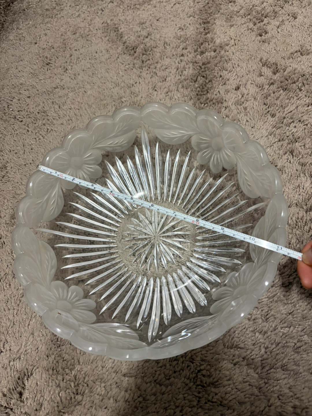 Frosted Glass Serving Bowl with Floral Design - photo 4