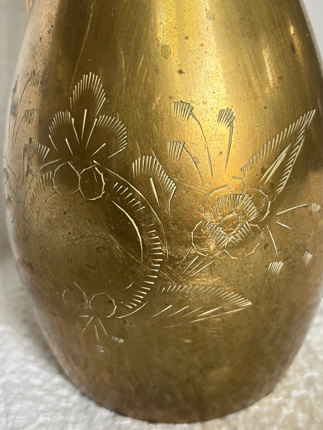Brass Arabic Coffee Pot Dallah with Engraved Floral Design - photo 4
