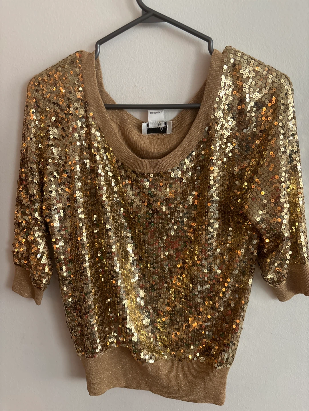 Stephanie Beare Gold Sequin Top Size S