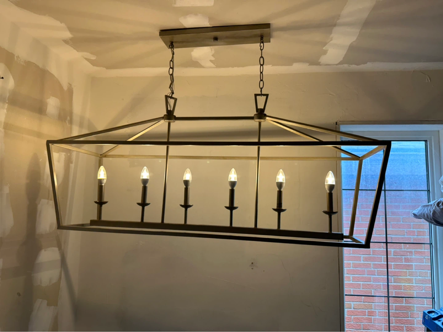 Modern Rectangular Chandelier – 6‑Light Metal & Glass - photo 2