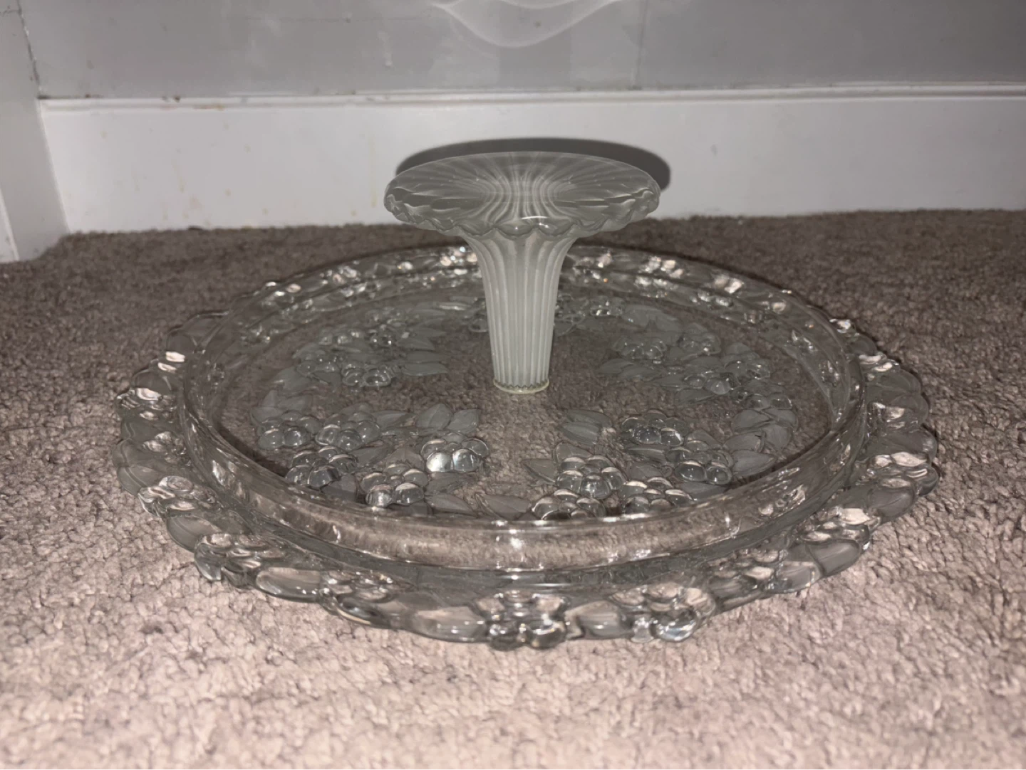Glass Dessert Stand with Grapevine Design - photo 3