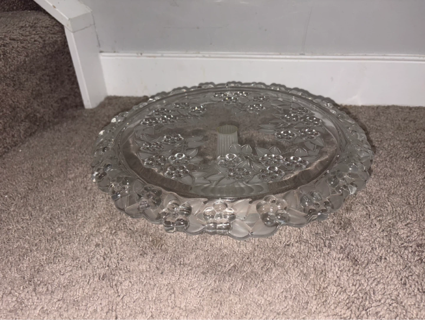 Glass Dessert Stand with Grapevine Design