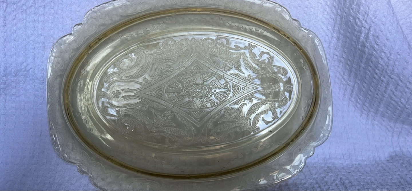 Federal Glass Company amber Madrid pattern oval platter - photo 3