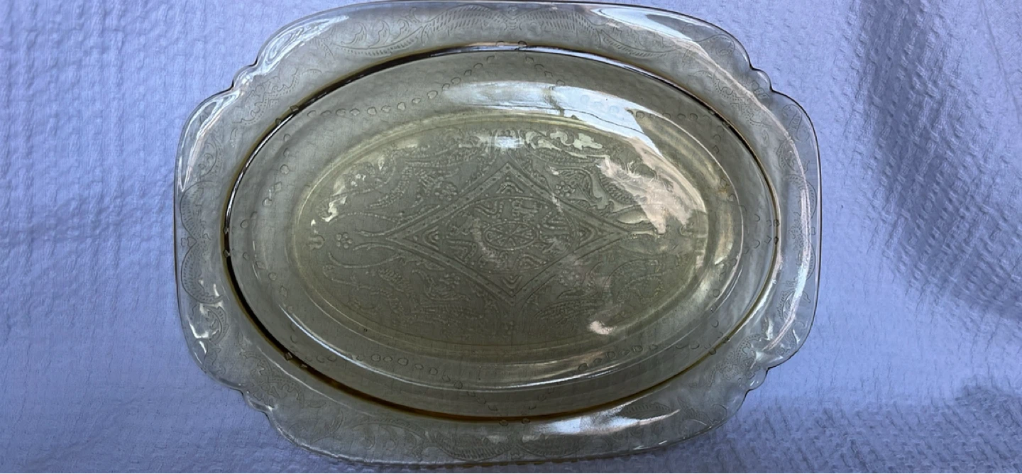 Federal Glass Company amber Madrid pattern oval platter