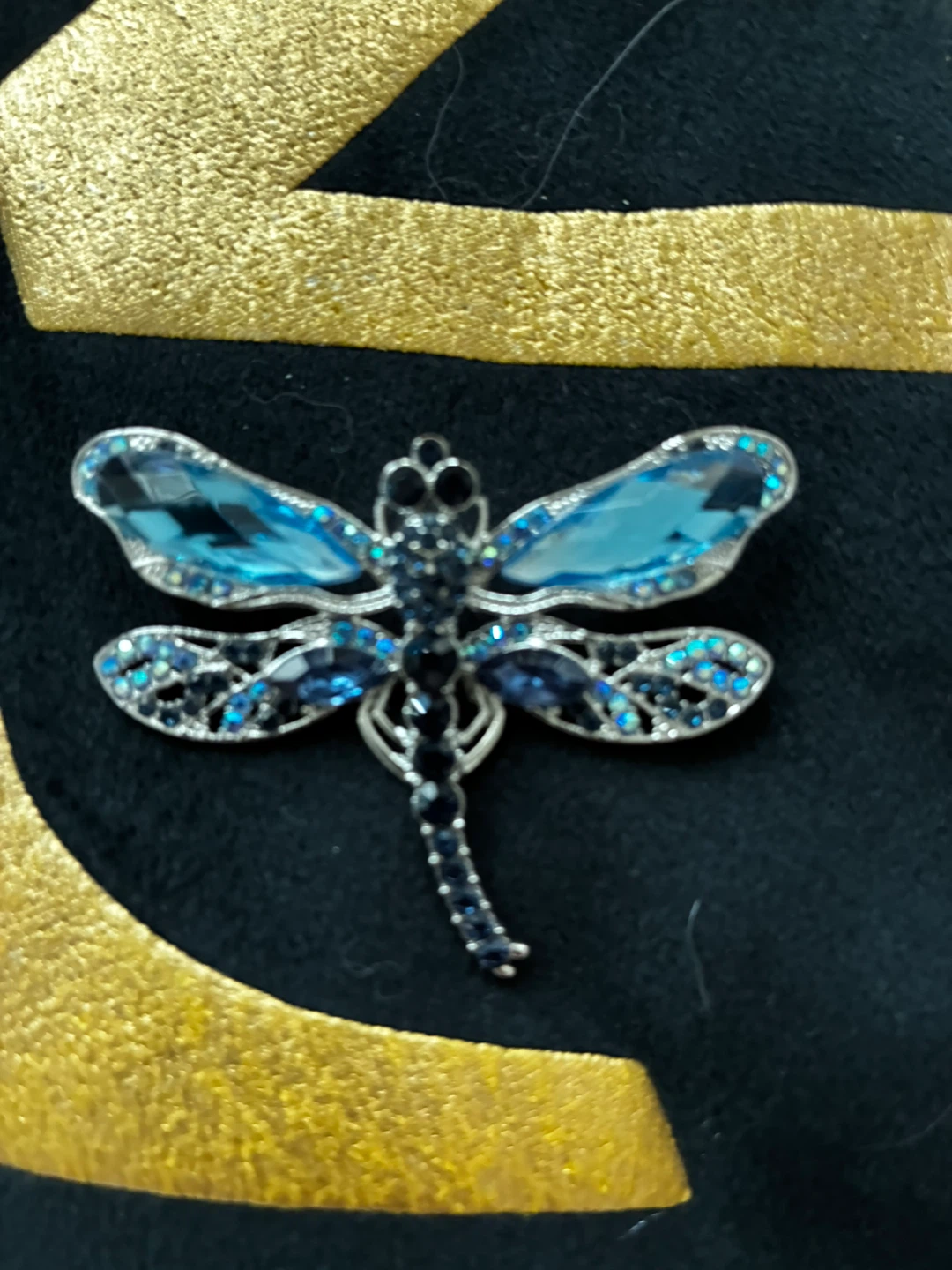 Dragonfly Brooch Pin Blue Crystal Rhinestone