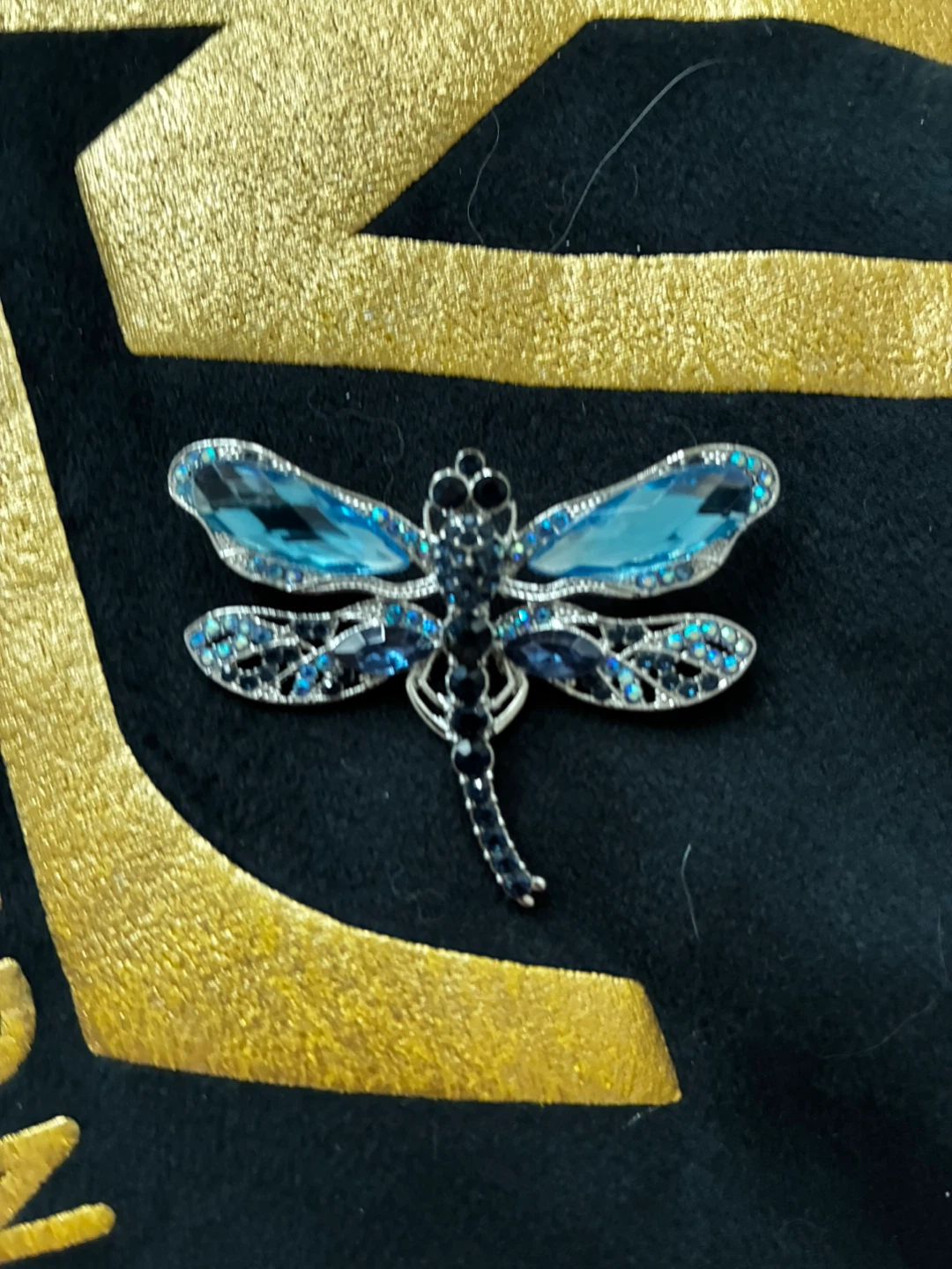 Dragonfly Brooch Pin Blue Crystal Rhinestone - photo 2